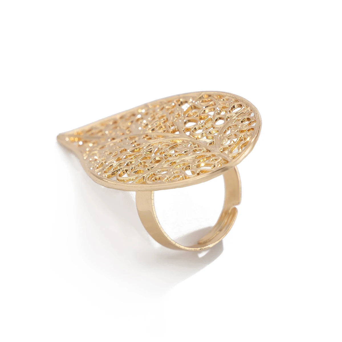 Ingemark Punk Hollow Water Drop Leaf Rings for Women Couples Fashion Statement Vintage Irregular Geometric Finger Ring Jewelry