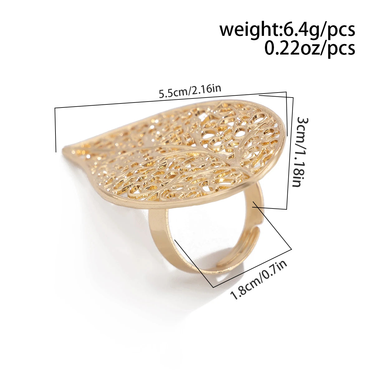 Ingemark Punk Hollow Water Drop Leaf Rings for Women Couples Fashion Statement Vintage Irregular Geometric Finger Ring Jewelry