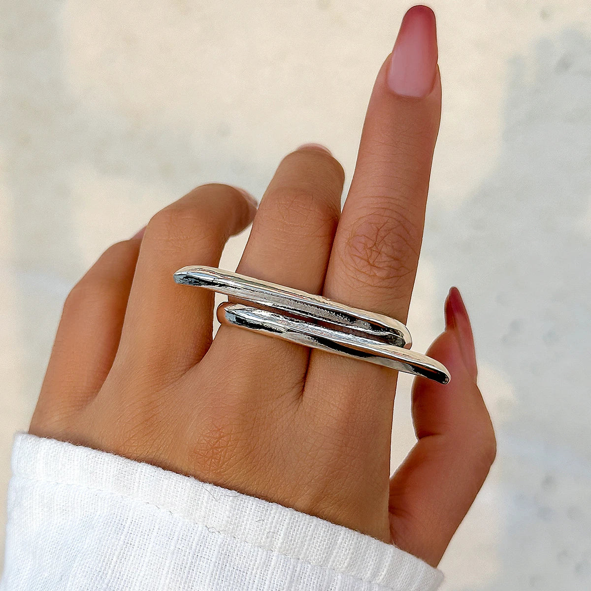 Ingemark Exaggerated Love Heart Irregular Adjustable Rings Women 2024 Trend Punk Geometric Hollow Open Ring Party Jewelry Gifts