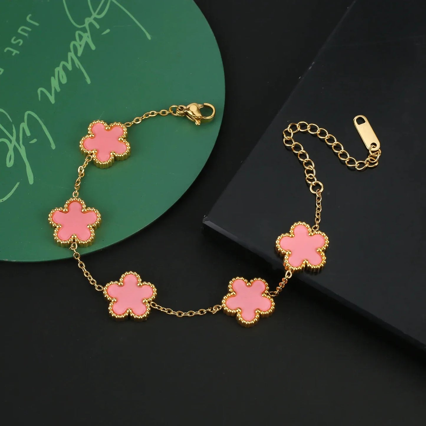 High Quality 316L Metal Laser Five Leaf Flower Charm Bracelet Classic for Woman Stainless Steel Party Jewelry Trend Clover