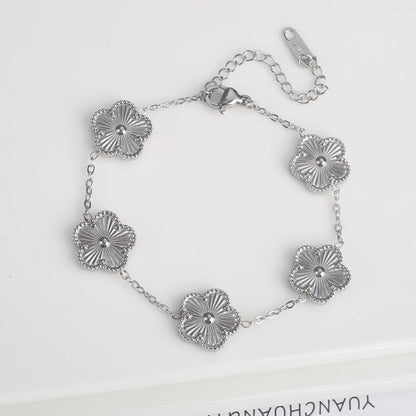 High Quality 316L Metal Laser Five Leaf Flower Charm Bracelet Classic for Woman Stainless Steel Party Jewelry Trend Clover
