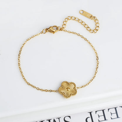 High Quality 316L Metal Laser Five Leaf Flower Charm Bracelet Classic for Woman Stainless Steel Party Jewelry Trend Clover