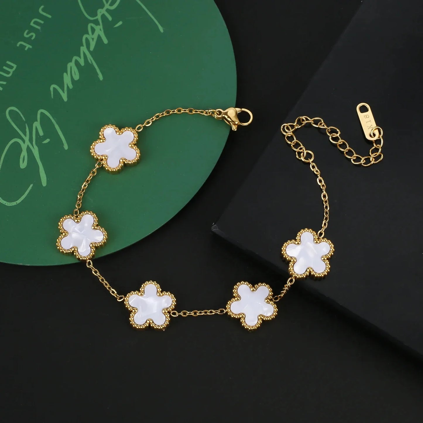 High Quality 316L Metal Laser Five Leaf Flower Charm Bracelet Classic for Woman Stainless Steel Party Jewelry Trend Clover