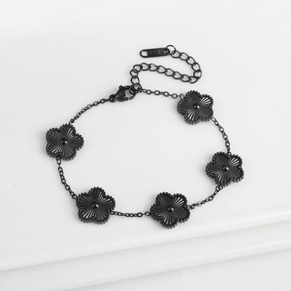 High Quality 316L Metal Laser Five Leaf Flower Charm Bracelet Classic for Woman Stainless Steel Party Jewelry Trend Clover