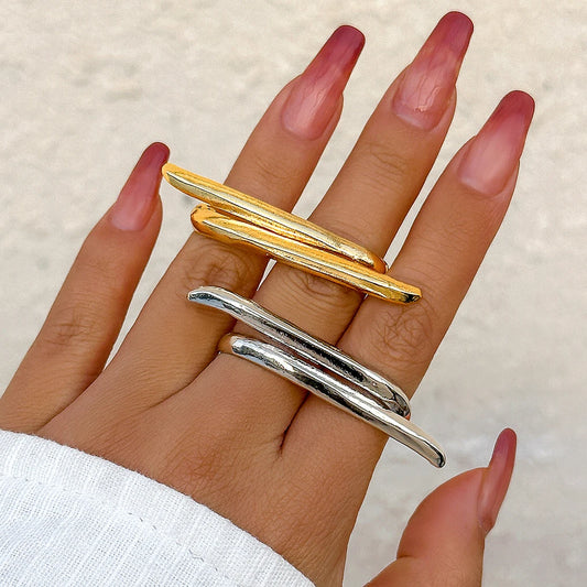 Ingemark Exaggerated Love Heart Irregular Adjustable Rings Women 2024 Trend Punk Geometric Hollow Open Ring Party Jewelry Gifts