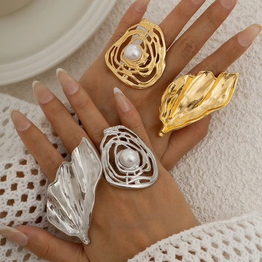 Ingemark Punk Vintage Geometric Metal Open Ring for Women Fashion Statement 2025 Trend Goth Adjustable Finger Ring Party Jewelry