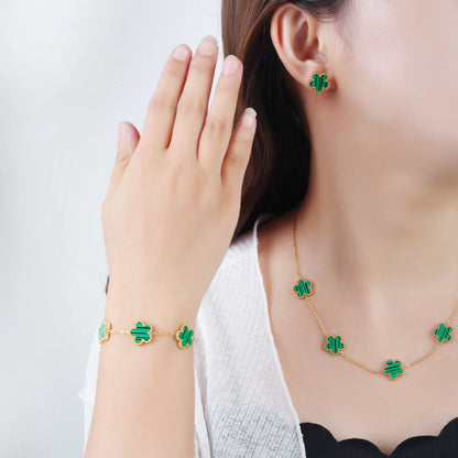 High Quality 316L Metal Laser Five Leaf Flower Charm Bracelet Classic for Woman Stainless Steel Party Jewelry Trend Clover