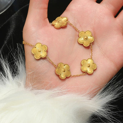 High Quality 316L Metal Laser Five Leaf Flower Charm Bracelet Classic for Woman Stainless Steel Party Jewelry Trend Clover