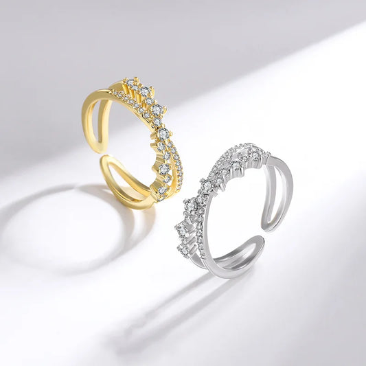 925 Sterling Silver Overlapping Zircon Open Rings For Women Engagement Wedding Female Luxury Jewelry Envío Gratis Jewellery