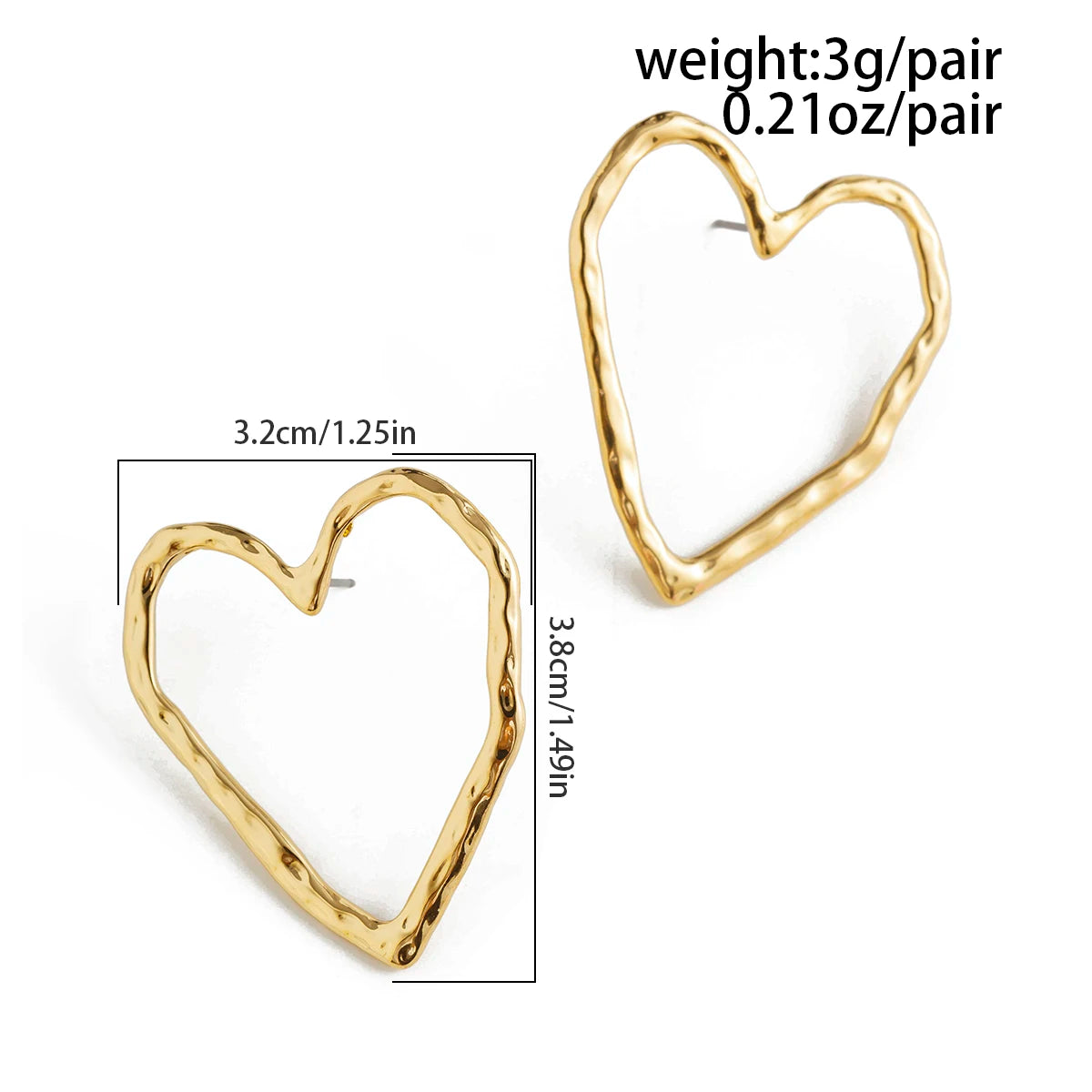 Ingemark Punk Creative Hollow Out Love Heart Stud Earrings for Women Wed Bridal Lovely Gold Color Piercing Earrings Wed Jewelry