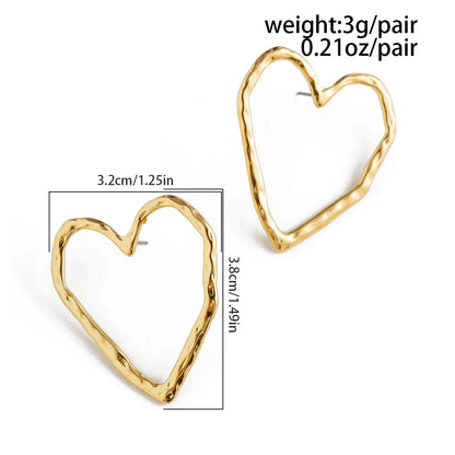 Ingemark Punk Creative Hollow Out Love Heart Stud Earrings for Women Wed Bridal Lovely Gold Color Piercing Earrings Wed Jewelry