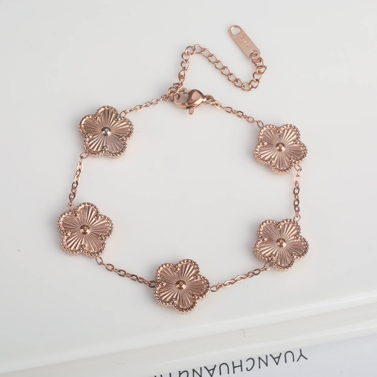 High Quality 316L Metal Laser Five Leaf Flower Charm Bracelet Classic for Woman Stainless Steel Party Jewelry Trend Clover