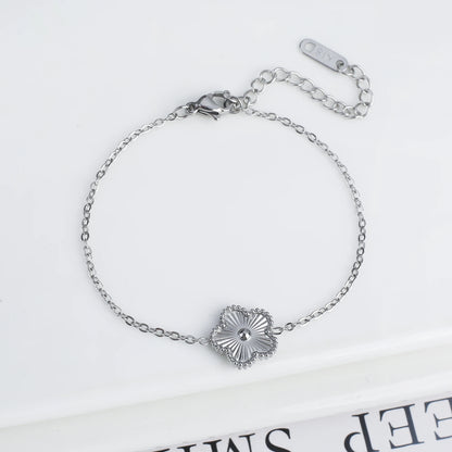 High Quality 316L Metal Laser Five Leaf Flower Charm Bracelet Classic for Woman Stainless Steel Party Jewelry Trend Clover