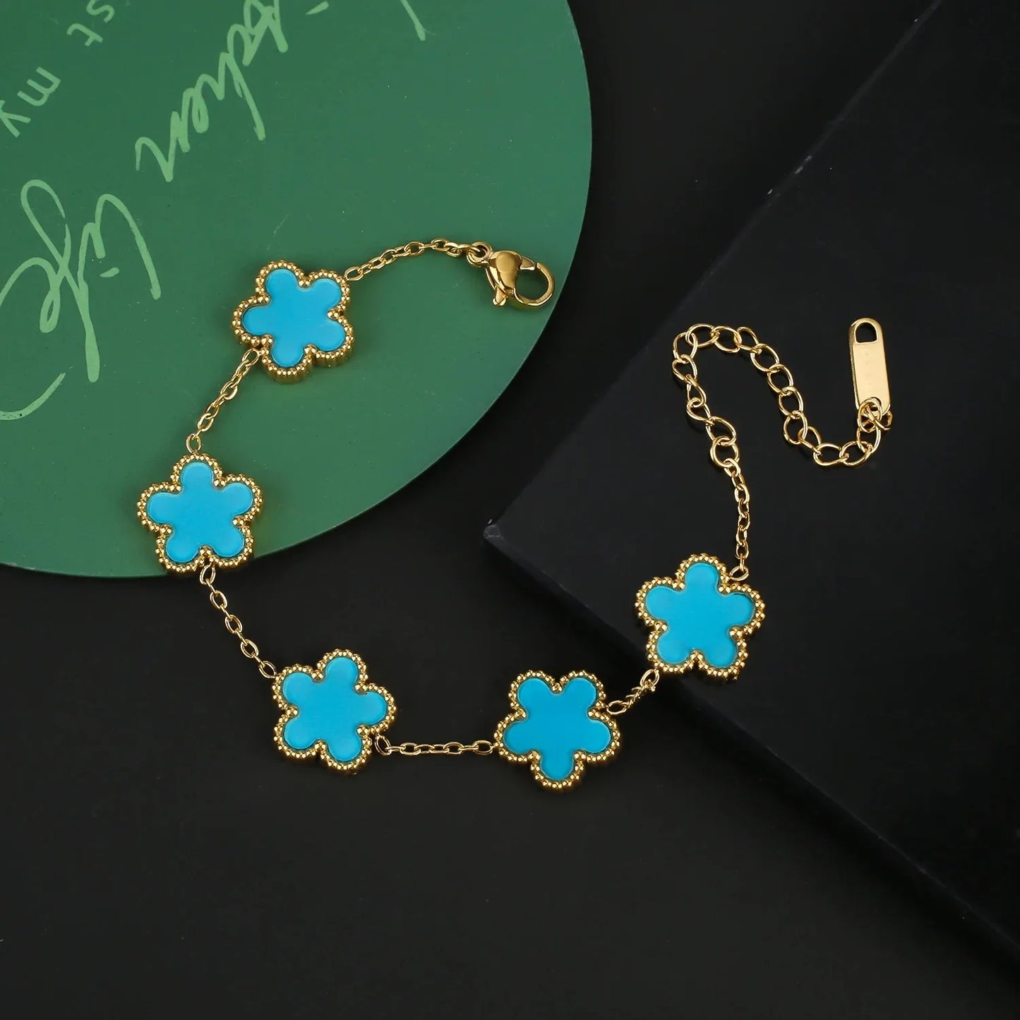 High Quality 316L Metal Laser Five Leaf Flower Charm Bracelet Classic for Woman Stainless Steel Party Jewelry Trend Clover